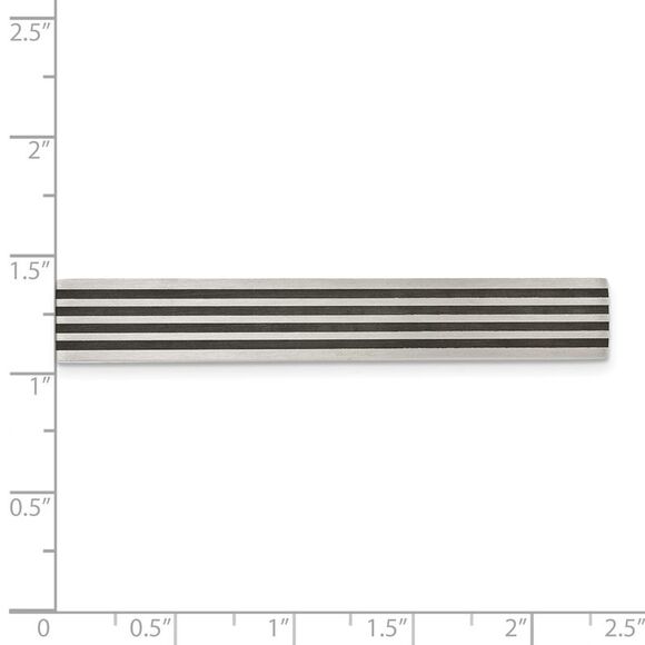 Stainless Steel & Black Rubber Brushed Tie Bar Clip, 9 x 59mm - Picture 3 of 4